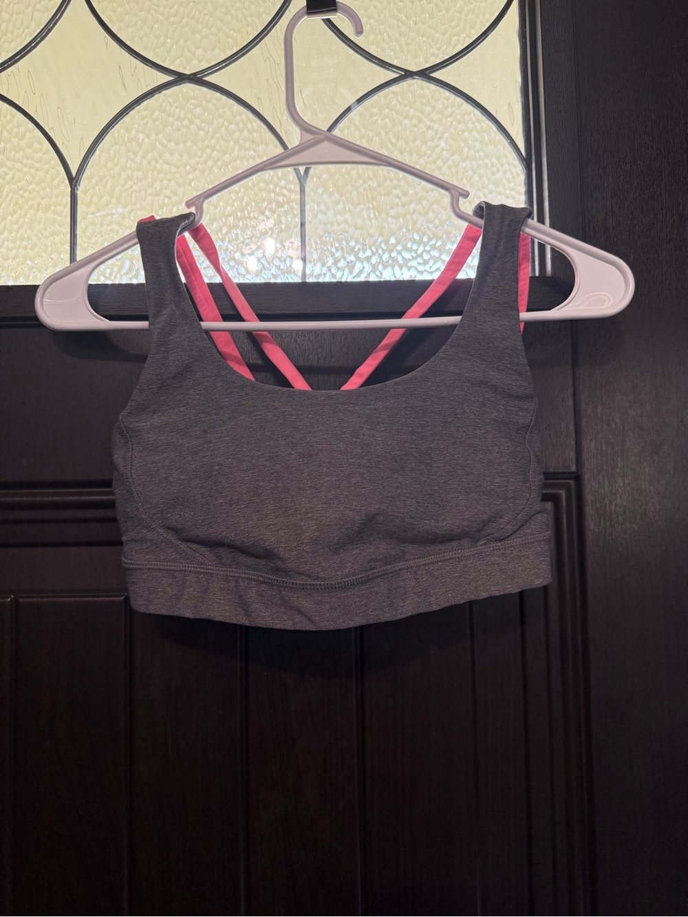 lululemon athletica Gray Sports Bra with Pink Straps - size 4